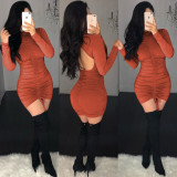 Ruched Backless Sexy Fashion Dress