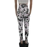 Casual Sports Camouflage Print High Waist Trousers