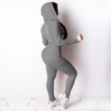 Casual Sports Hooded Drawstring Trousers Set