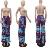 Fashion Casual Harem Print Loose Wide-leg Pants
