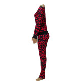 Leopard Print Women's Long Sleeve Fashion Casual Suit