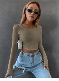 Skinny Sexy Knit Cropped Long Sleeve T-Shirt