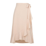Lace-up Long Skirt Irregular Package Hip Solid Color Skirt