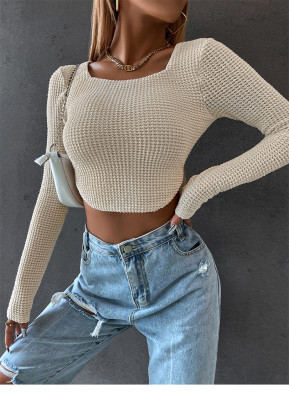 Skinny Sexy Knit Cropped Long Sleeve T-Shirt