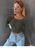 Skinny Sexy Knit Cropped Long Sleeve T-Shirt