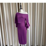 Strapless Long-sleeved Package Hip Half-body Dress Two-piece