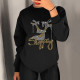 Diamond-studded Long-sleeved Casual Loose Round Neck Sweater