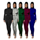 Solid Color Slim Fit Autumn And Winter Two Piece Suit