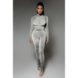 Solid Color Slim Fit Autumn And Winter Two Piece Suit