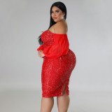 Strapless Mesh Solid Color Evening Dress Tight Hot Girl Package Hip Skirt