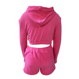 Fashion Casual Hooded Top Shorts Two-piece Set