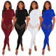 Fashion Sexy See-through Mesh Yarn Pants Solid Color T-shirt Two-piece Set