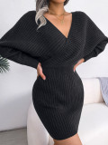 Sexy Crossover V Neck Package Hip Dress