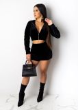 Fashion Casual Velvet Hooded Two-Piece Set