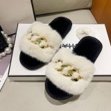 Fashion Warm Metal Chain Wool Slippers