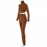 New Long-sleeve Solid Color Slim Fit Buttocks Sports Yoga Suit