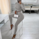 New Long-sleeve Solid Color Slim Fit Buttocks Sports Yoga Suit