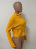 High-neck Knit Irregular Fringe Warm Tight Sweater