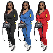 Solid Color Zipper Sports Jogging Fashion Casual Two-piece Suit