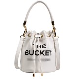 Fashion Drawstring Letters Single Sshoulder Crossbody Bucket Bag
