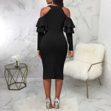 Sexy Fashion Solid Color Slit Women's Dress