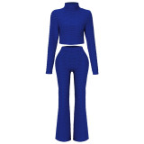 Cropped Top Slim Flared Pants Fashion Casual Suit