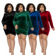 Solid Color Pleated Plus Size Dress