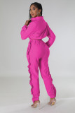 Solid Color Zipper Fungus Side Fashion Two-piece Set