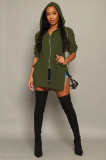 Fashion Sexy Zipper Hooded Pocket Solid Color Jacket