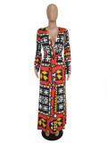 Fashion Casual Print Long Jacket (With Belt)
