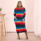 Fashion Pit Striped Rainbow Loose Dress