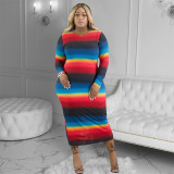 Fashion Pit Striped Rainbow Loose Dress