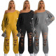 Casual Solid Color Ripped Loose Sweater Two-piece Set