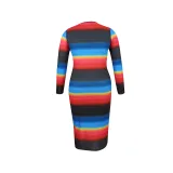 Fashion Pit Striped Rainbow Loose Dress