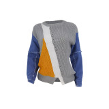 Hot Selling Denim Knitted Patchwork Tops