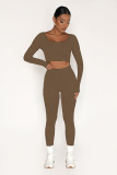 Low Neck Threaded Sport Casual Two-Piece Set