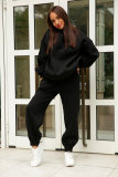 Fashion Solid Color Hooded Sweater Casual Two-piece Suit