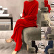 Solid Color Knitting Casual Knit Sweater Two-piece Set