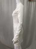 Sexy Long-sleeved All-match Neckline Zipper Dress