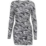 Fashion Black And White Striped Slim Dress