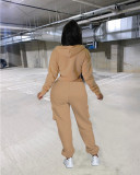 Autumn And Winter Irregular Solid Color Zipper Sweater Suit