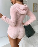 Autumn And Winter Double-sided Velvet Long-sleeved Zipper Sexy Onesies