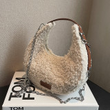 Fashion Chain Messenger Hand Carry Wool Bag
