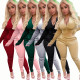 Fashion Gold Velvet Sportswear Casual Suit