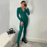 Trendy Striped Knitted Long-sleeved Jumpsuit