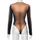 Sexy Long Sleeve Printed High Waist Slim Bodysuit