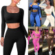Sports And Fitness Short Tops Thread Sexy Tight Hip Lifting Yoga Two-piece Set