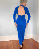 High-neck Hot-drilled Hollow-out Long-sleeved Tight-fitting Women's Jumpsuit
