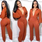 Sexy V-neck Long-sleeved Tight-fitting Jumpsuit