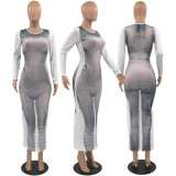 Fashion Digital Printing Long Sleeve Dress